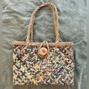 Multicolor Woven Tote Bag